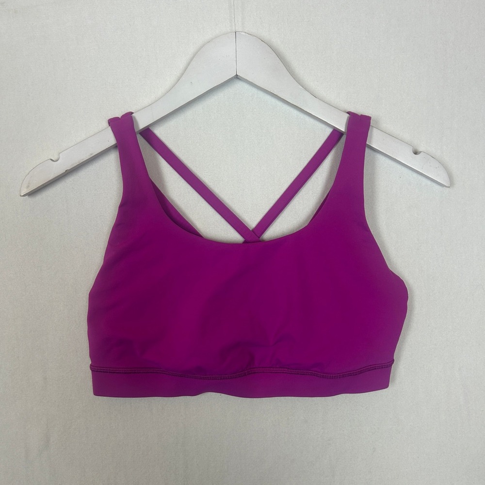 Lululemon Free To Be Serene Bra Magenta Purple Strappy Back Size 8 W7AS0S